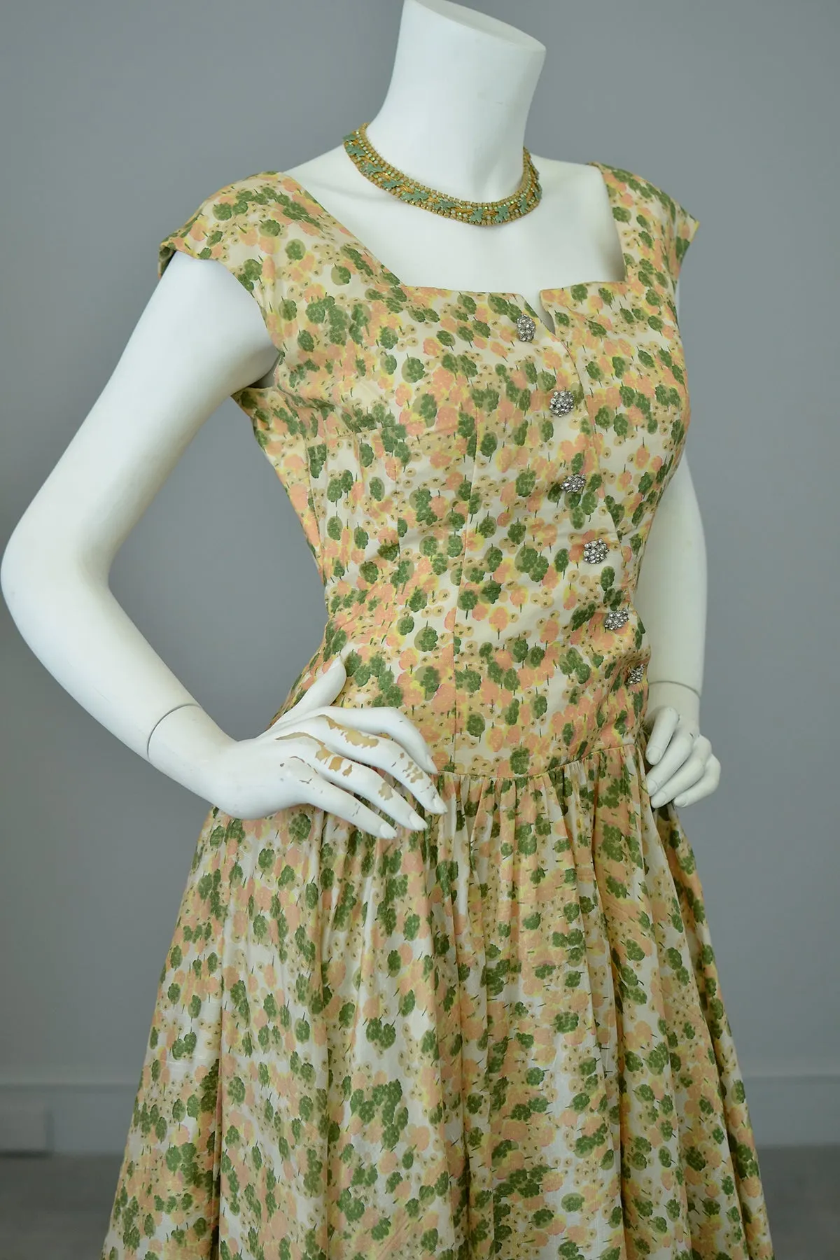 1950s Retro Print Drop Waist Party Dress