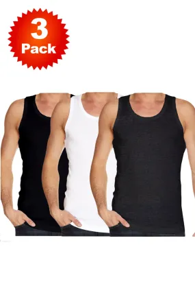 3 Pack Mens Plain Cotton Sports Vest