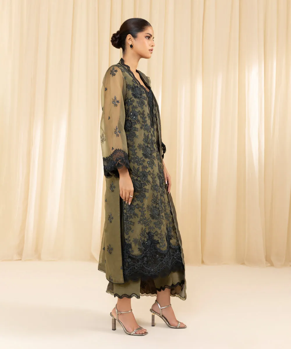 3 Piece -  Embroidered Organza Suit