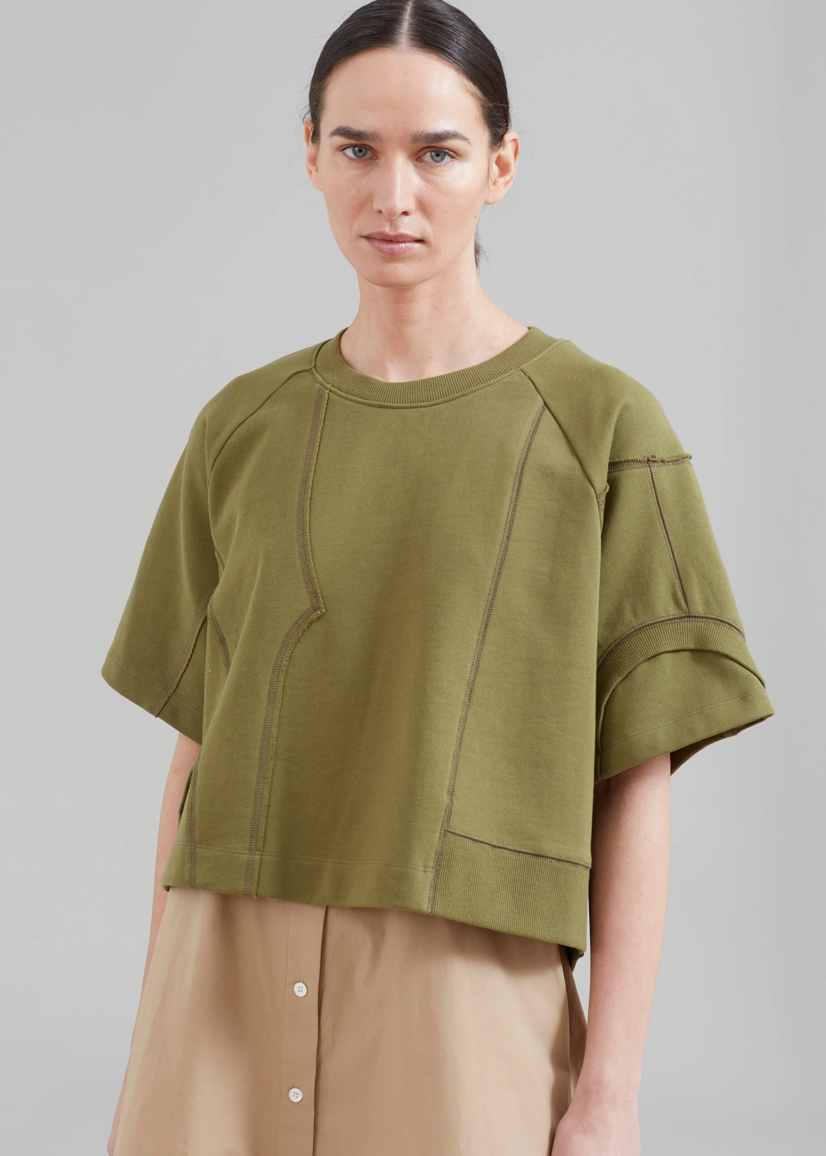 3.1 Phillip Lim Patched Sweatshirt Combo Dress - Olive Multi