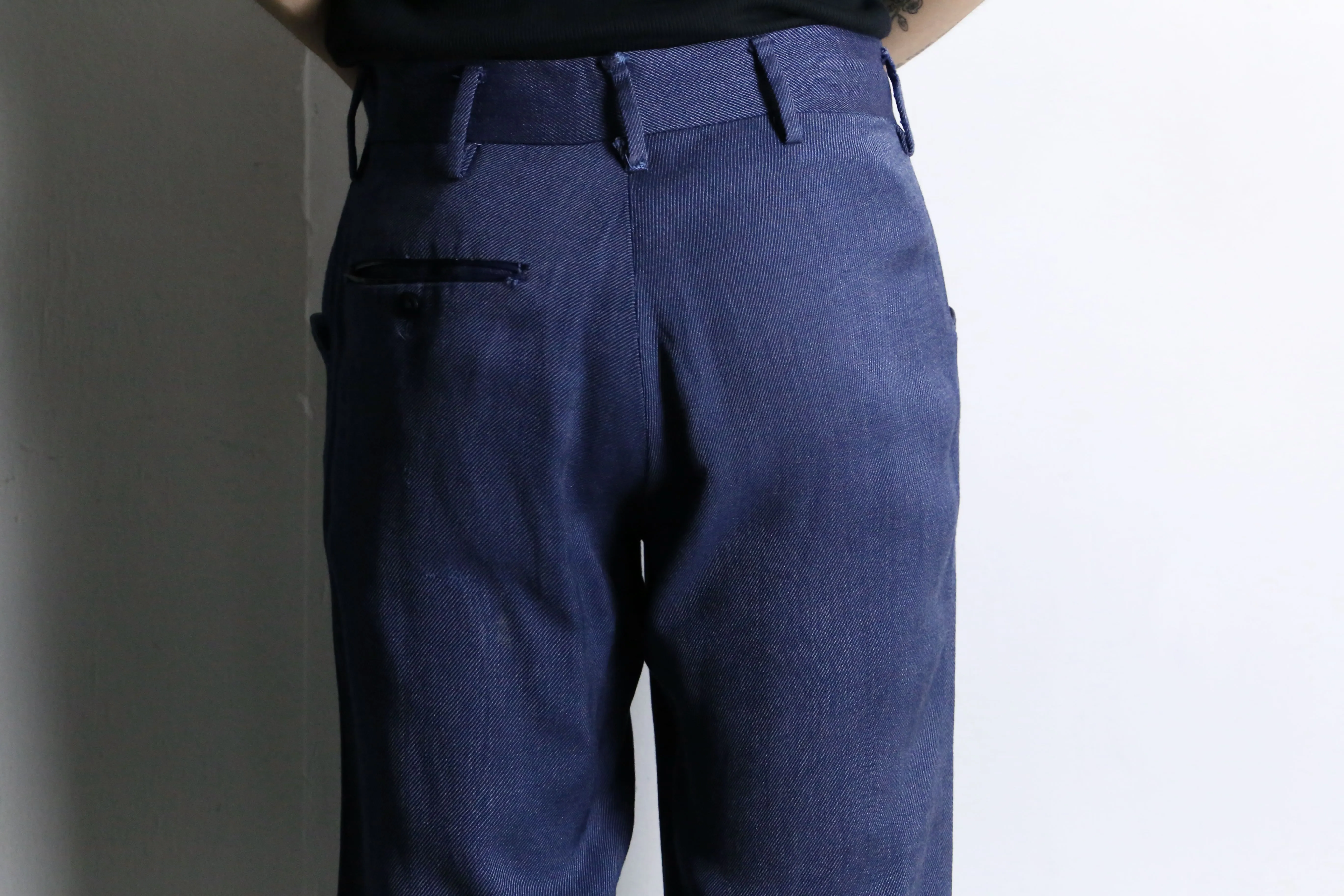 70’s navy button flare design pants