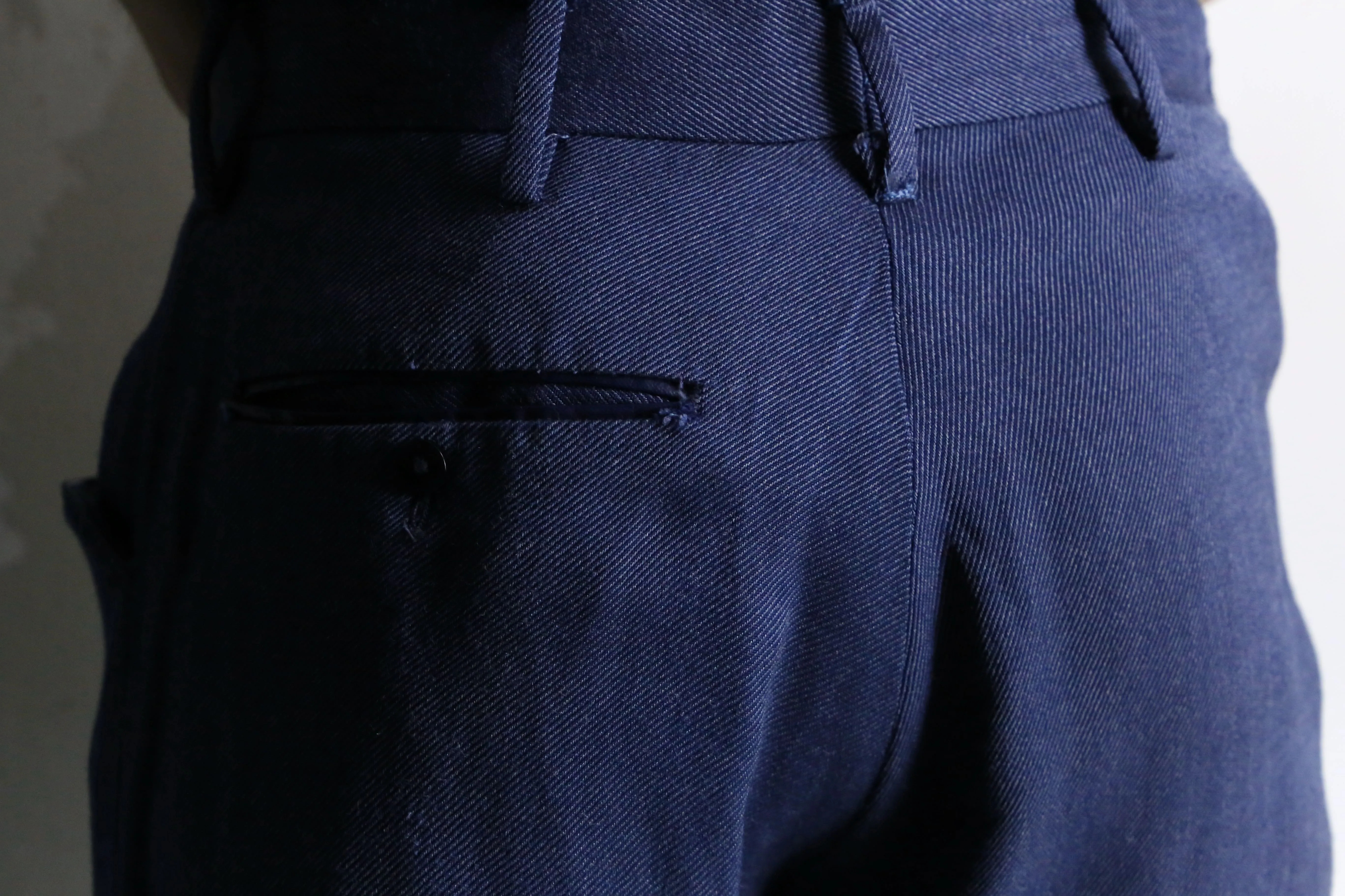 70’s navy button flare design pants