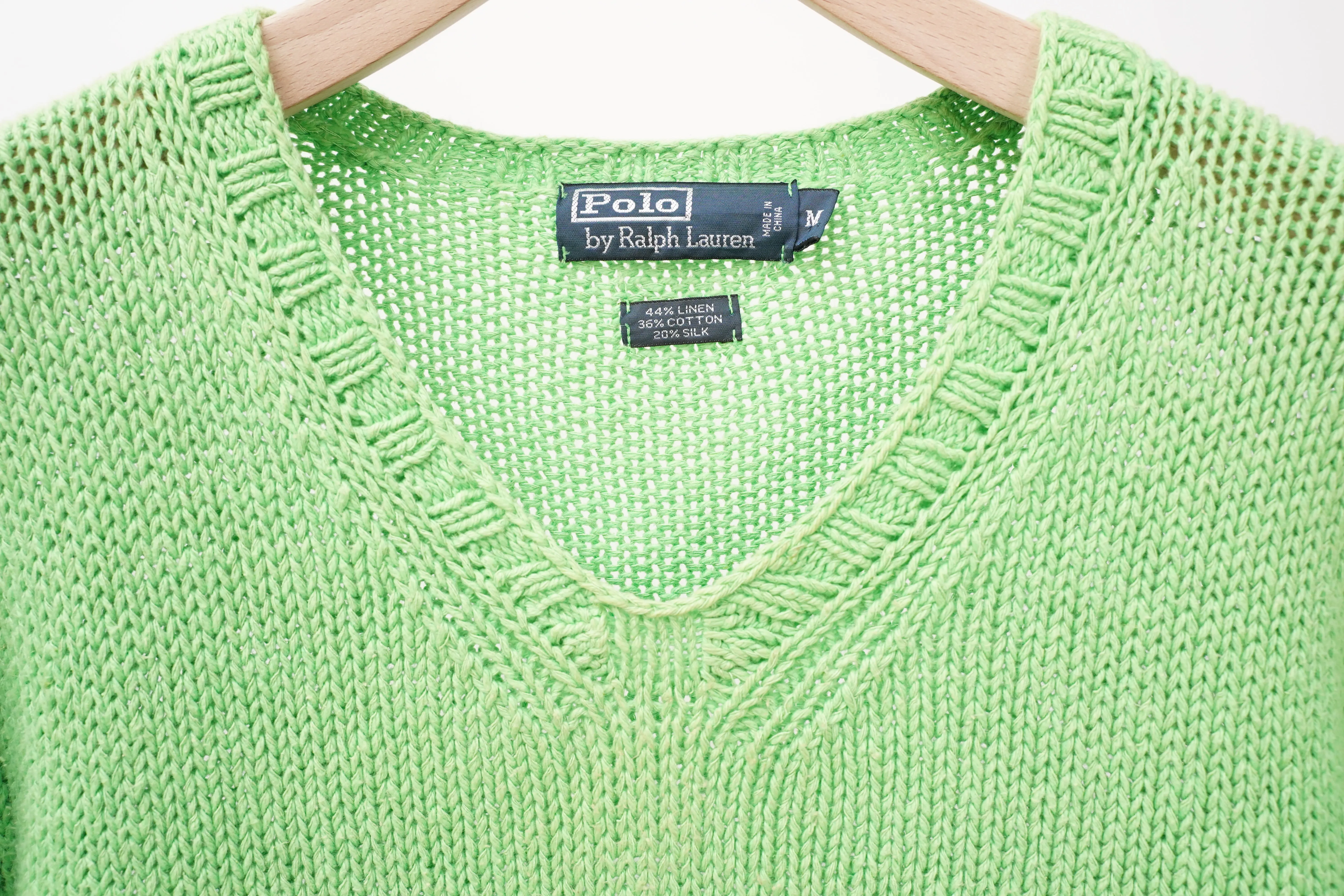 90's "POLO Ralph Lauren" -LINEN/COTTON/SILK V-neck Knit Sweater-