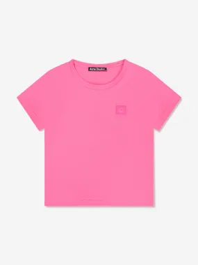 Acne Studios Kids Mini Nash Face T-Shirt in Pink