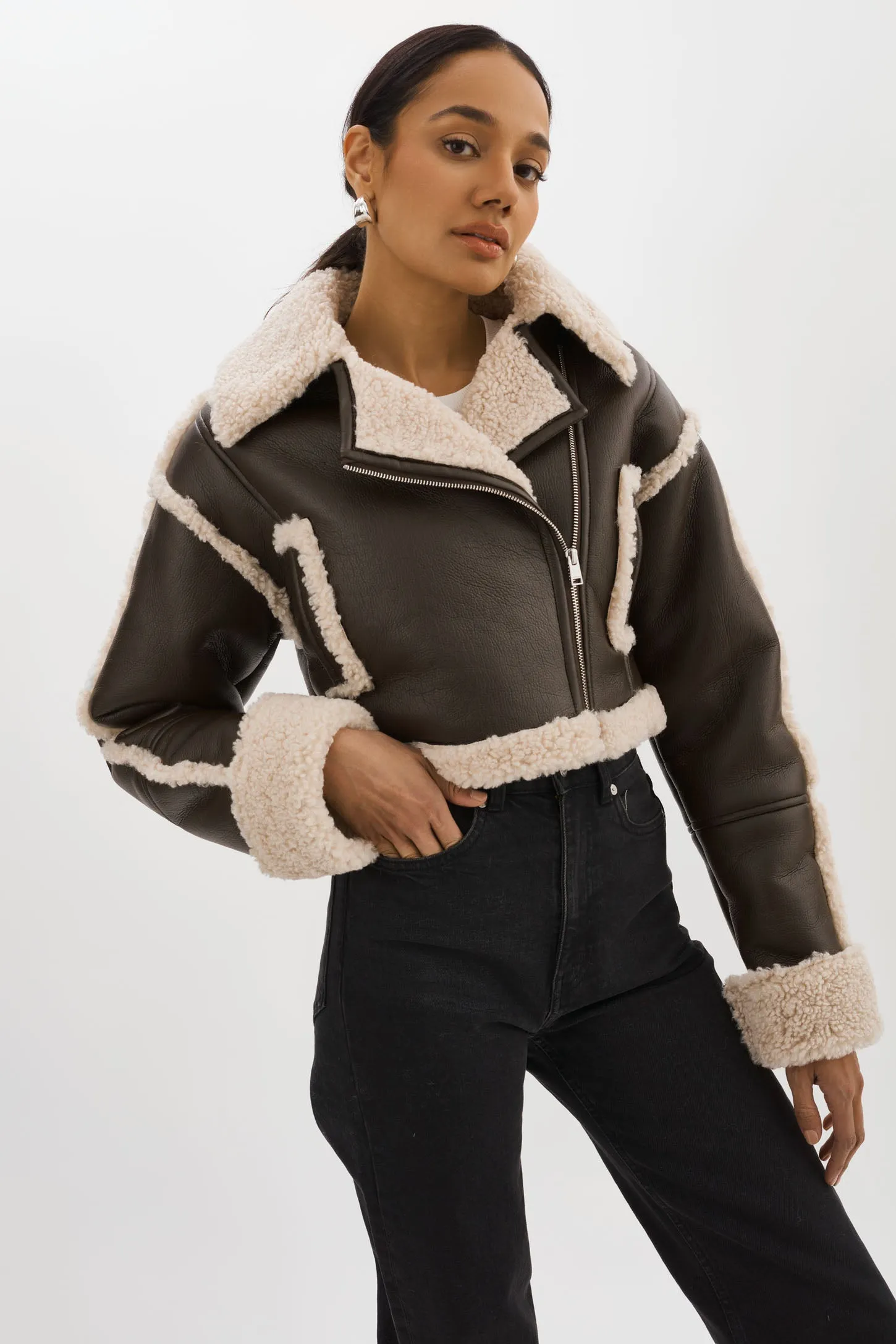 ADRINA | Faux Shearling Crop Jacket