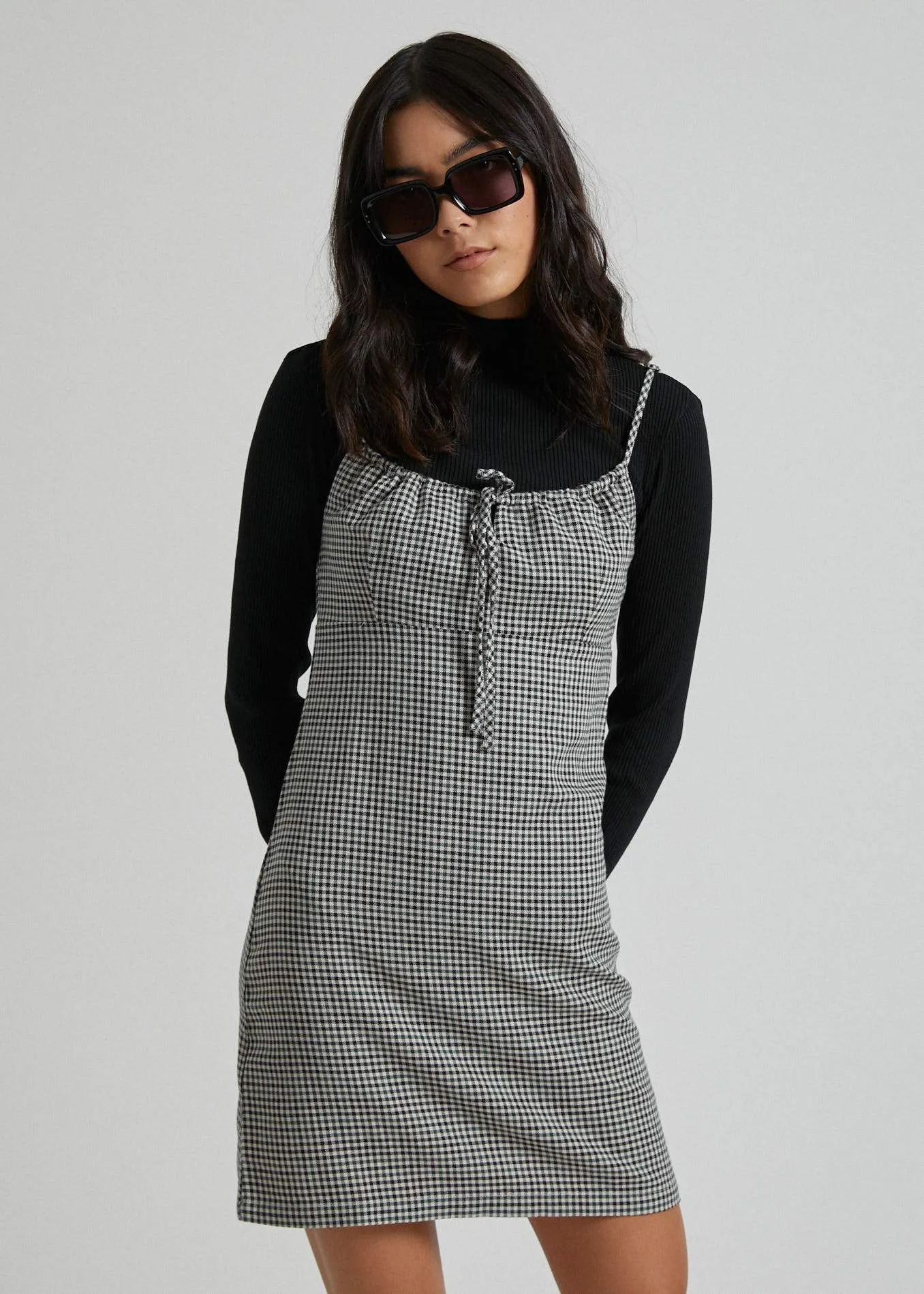 Afends Womens The Clash - Babydoll Dress - Houndstooth