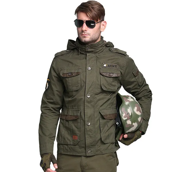 Airborne Series Multi-pocket Hooded Thicken Men's Jacket