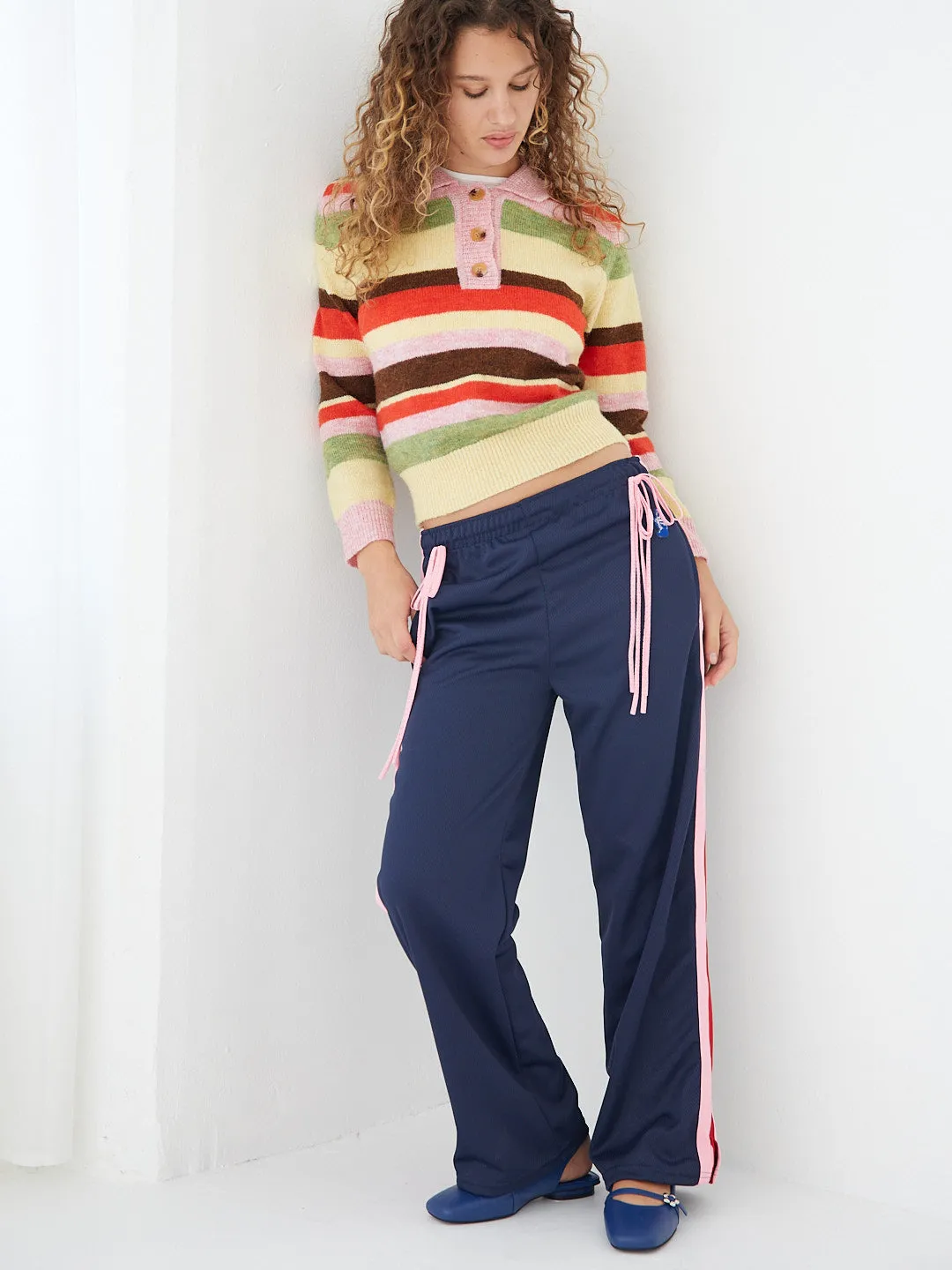 Alaia Polo Sweater - Pink Stripe