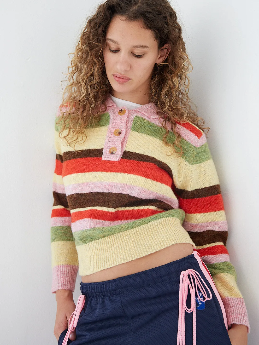 Alaia Polo Sweater - Pink Stripe