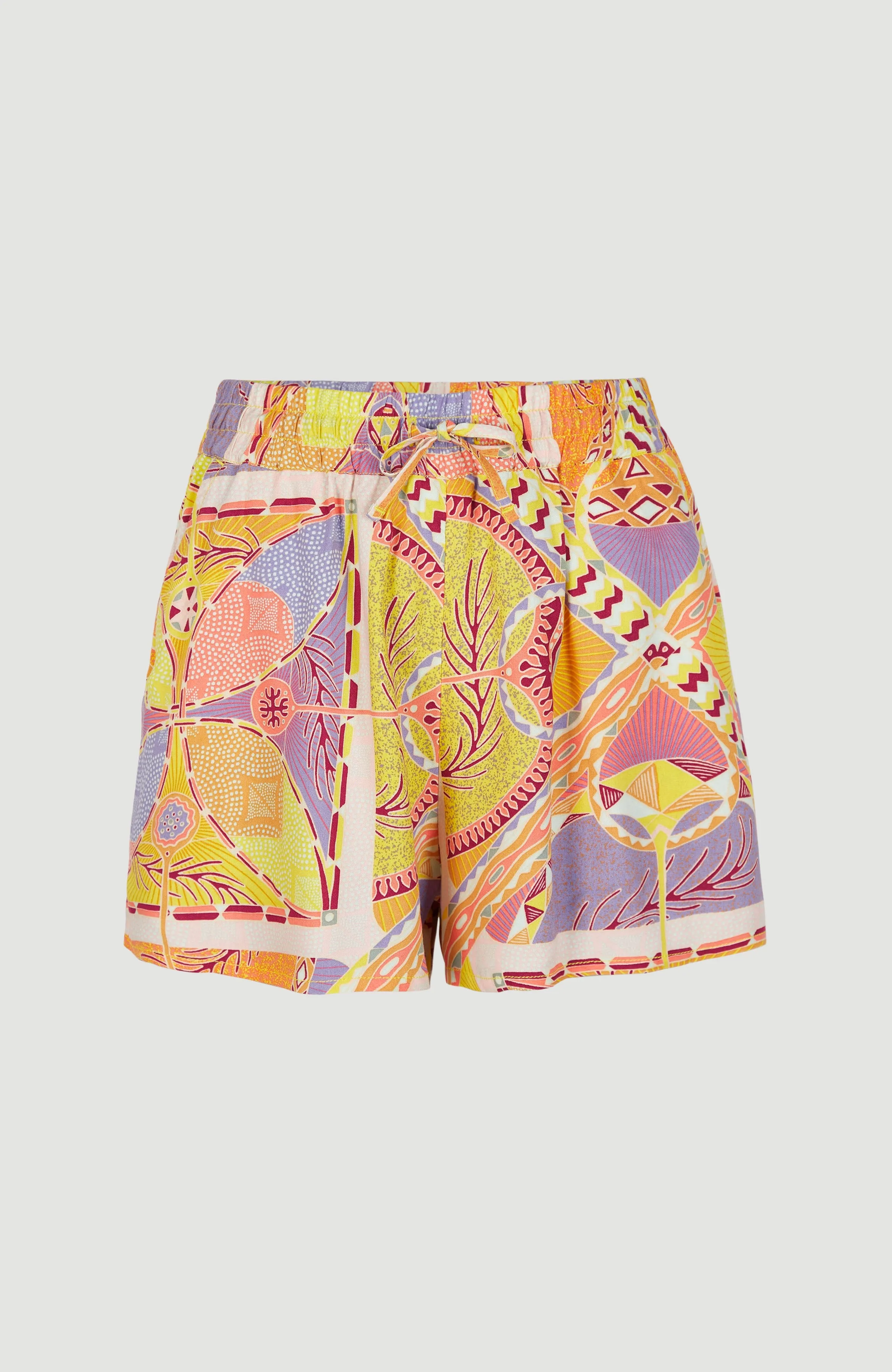 Amiri High-Waist Beach Shorts | Yellow Scarf Print