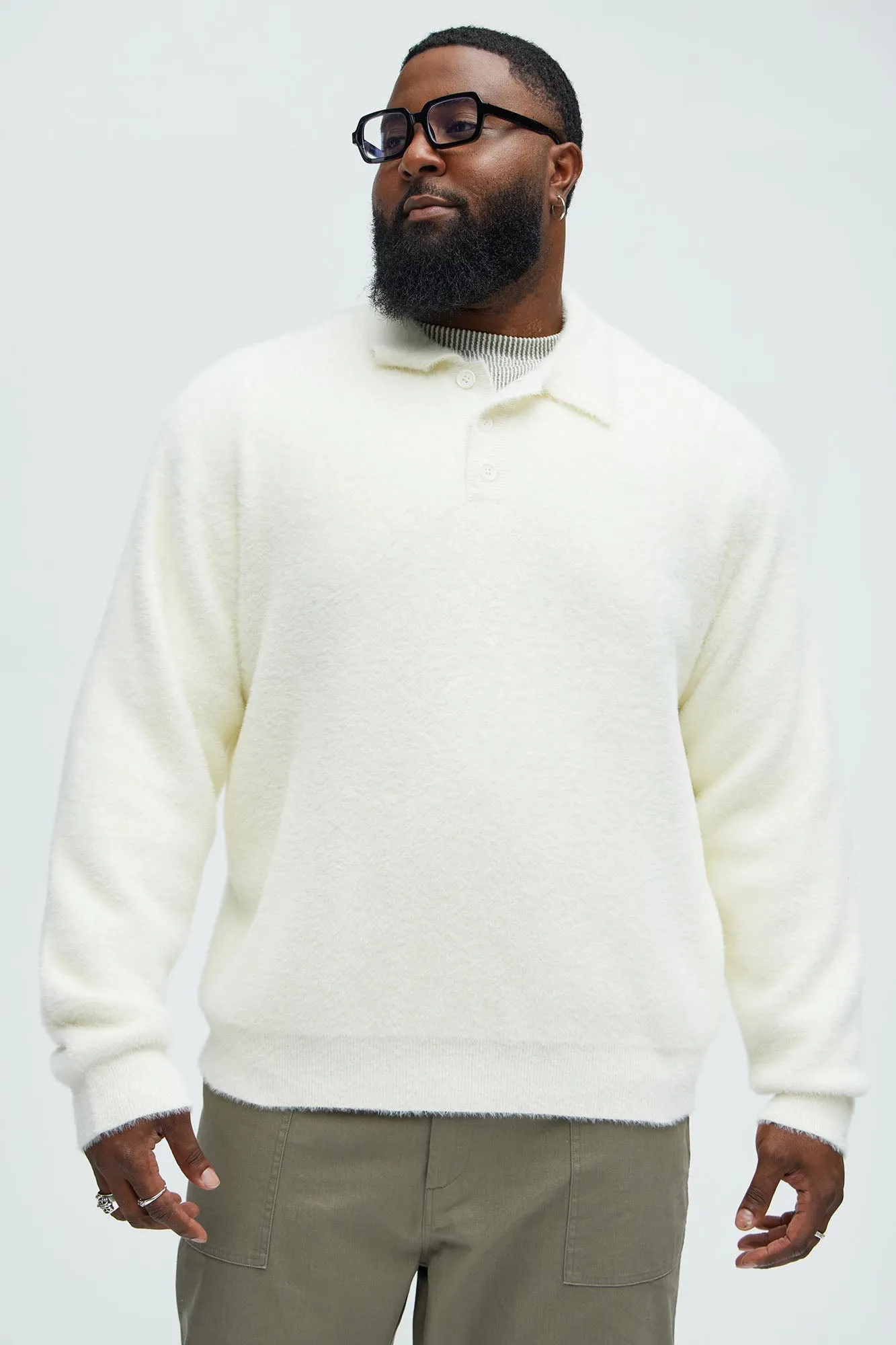 Amusing Sweater Knit Polo - Off White