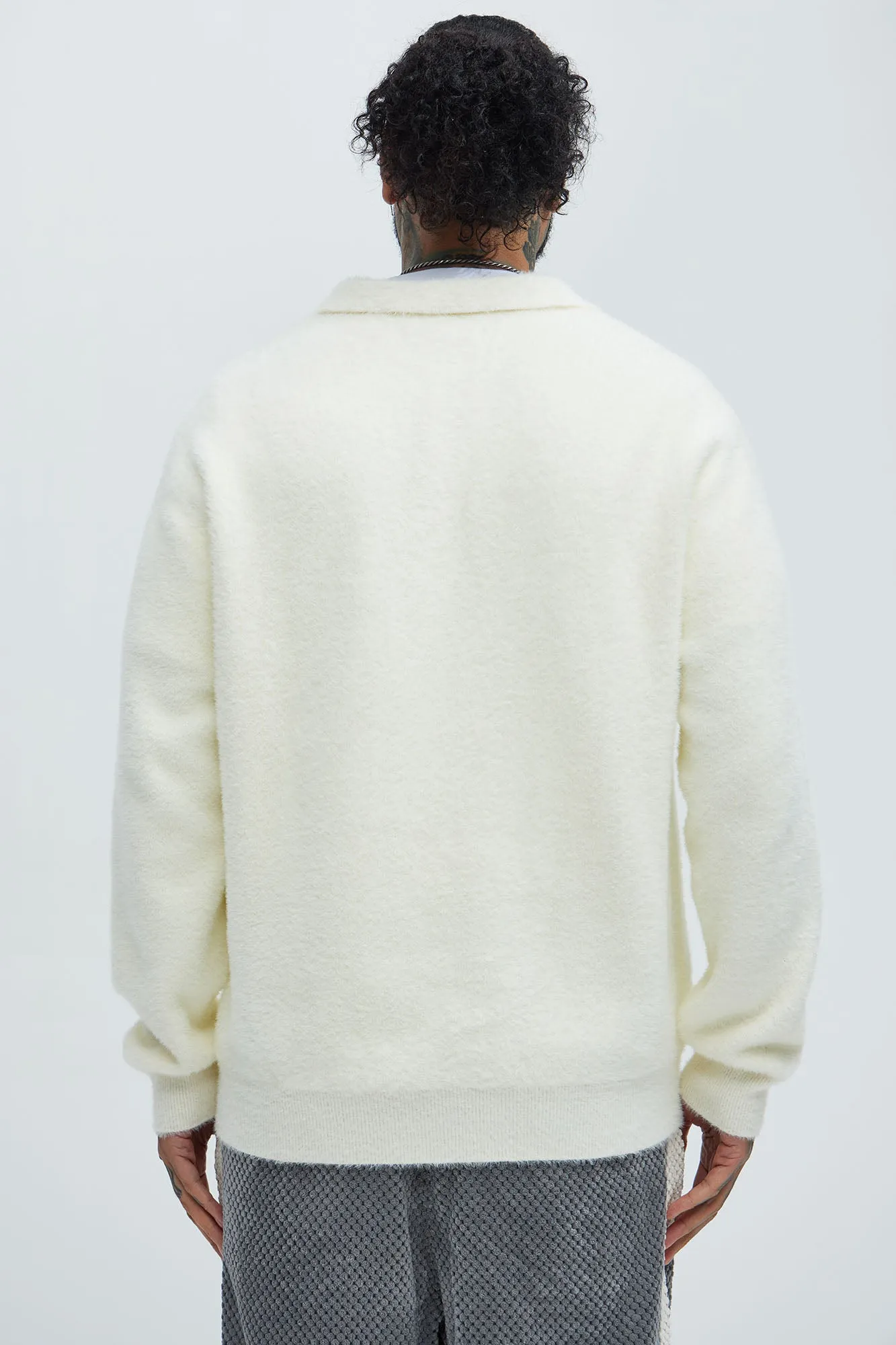 Amusing Sweater Knit Polo - Off White