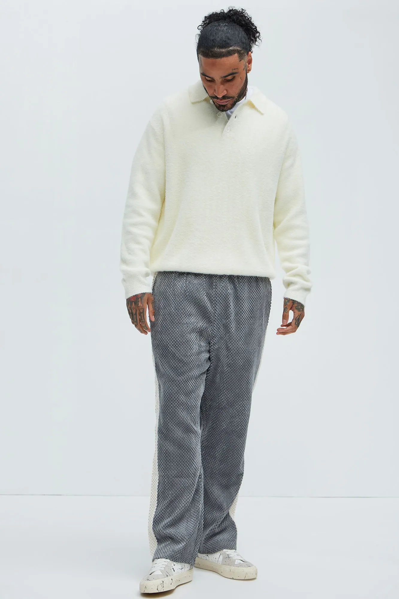 Amusing Sweater Knit Polo - Off White