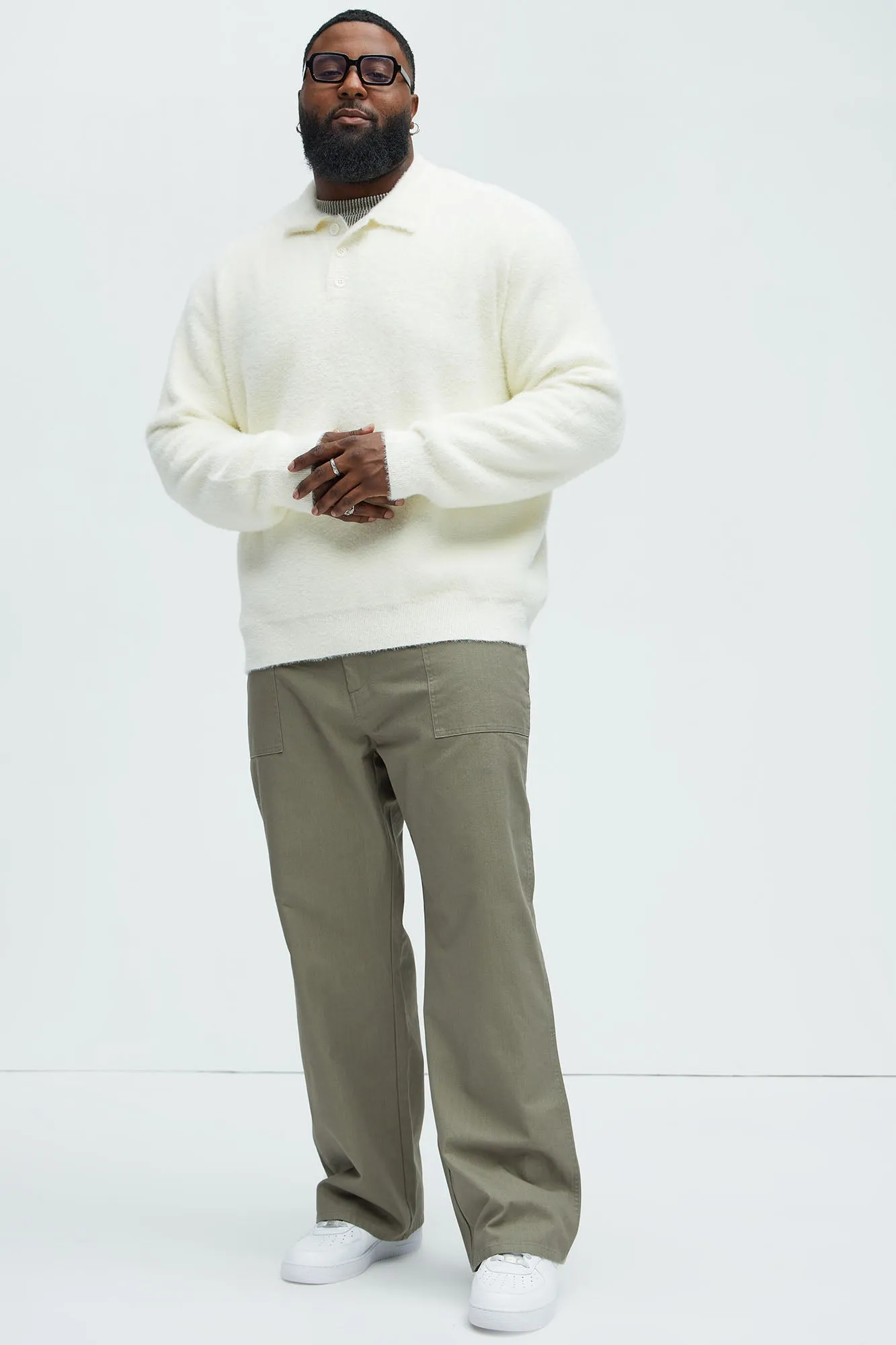 Amusing Sweater Knit Polo - Off White