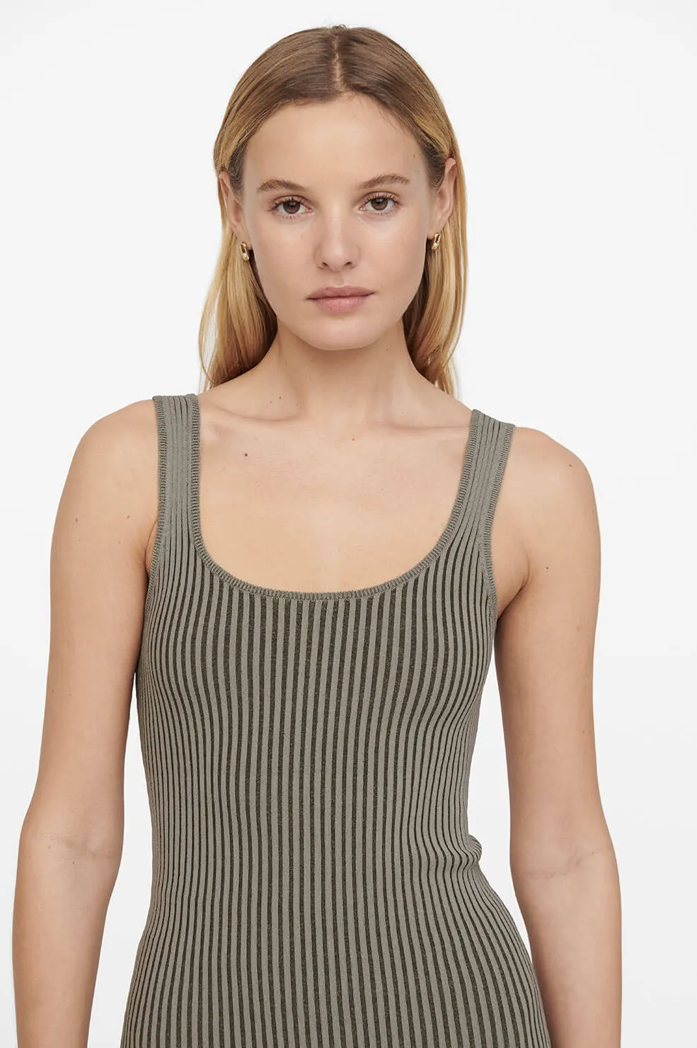 Anine Bing - Josie Tank in Green Khaki and Olive