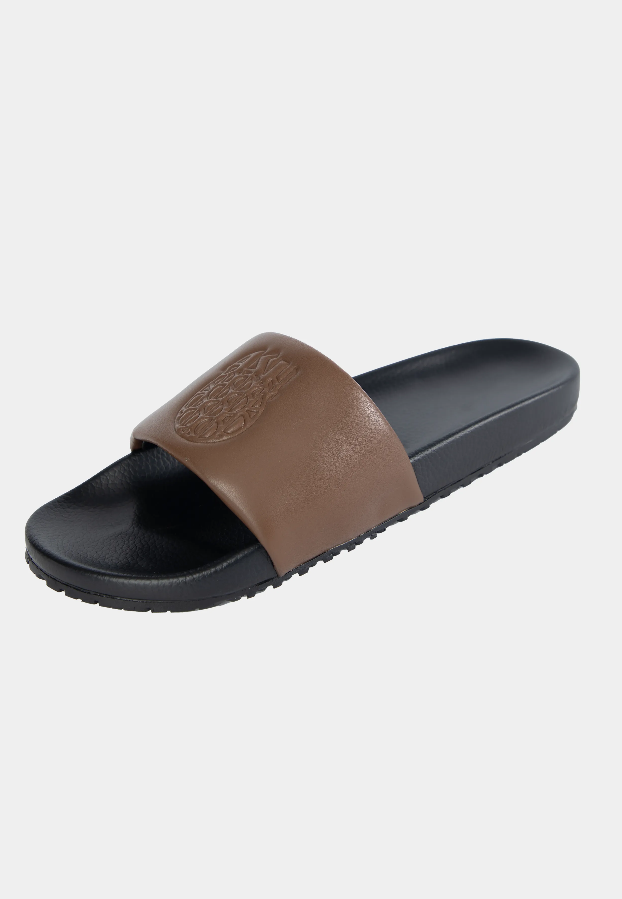 Ashluxe Emblem Leather slides Brown