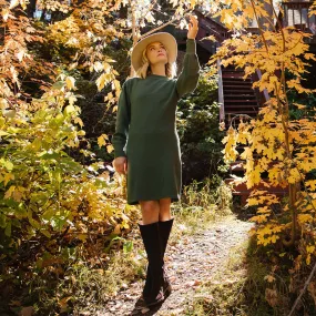 Atlas Ribbed Sweater Dress, Emerald