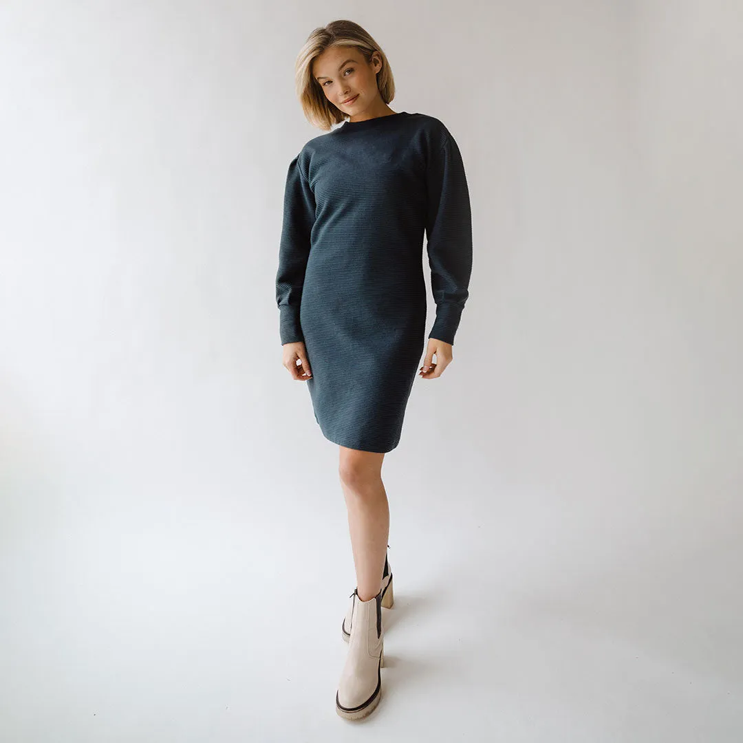 Atlas Ribbed Sweater Dress, Navy