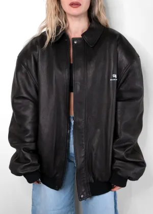 Balenciaga unisex black leather Jacket