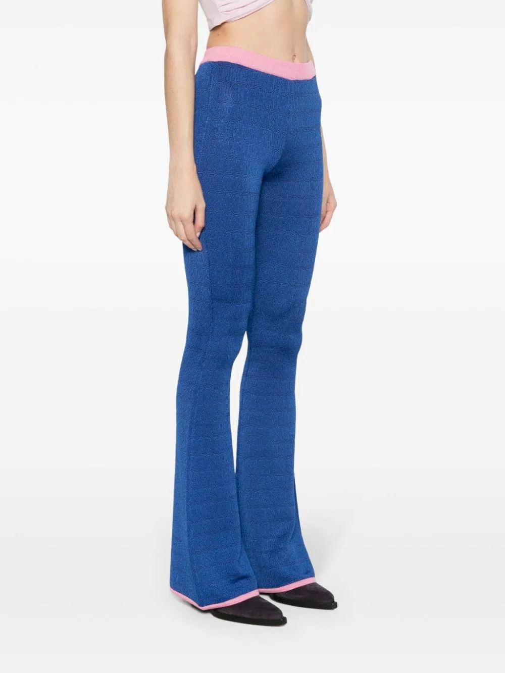 BALLY Blue and Pink Flared Knit Trousers for Women