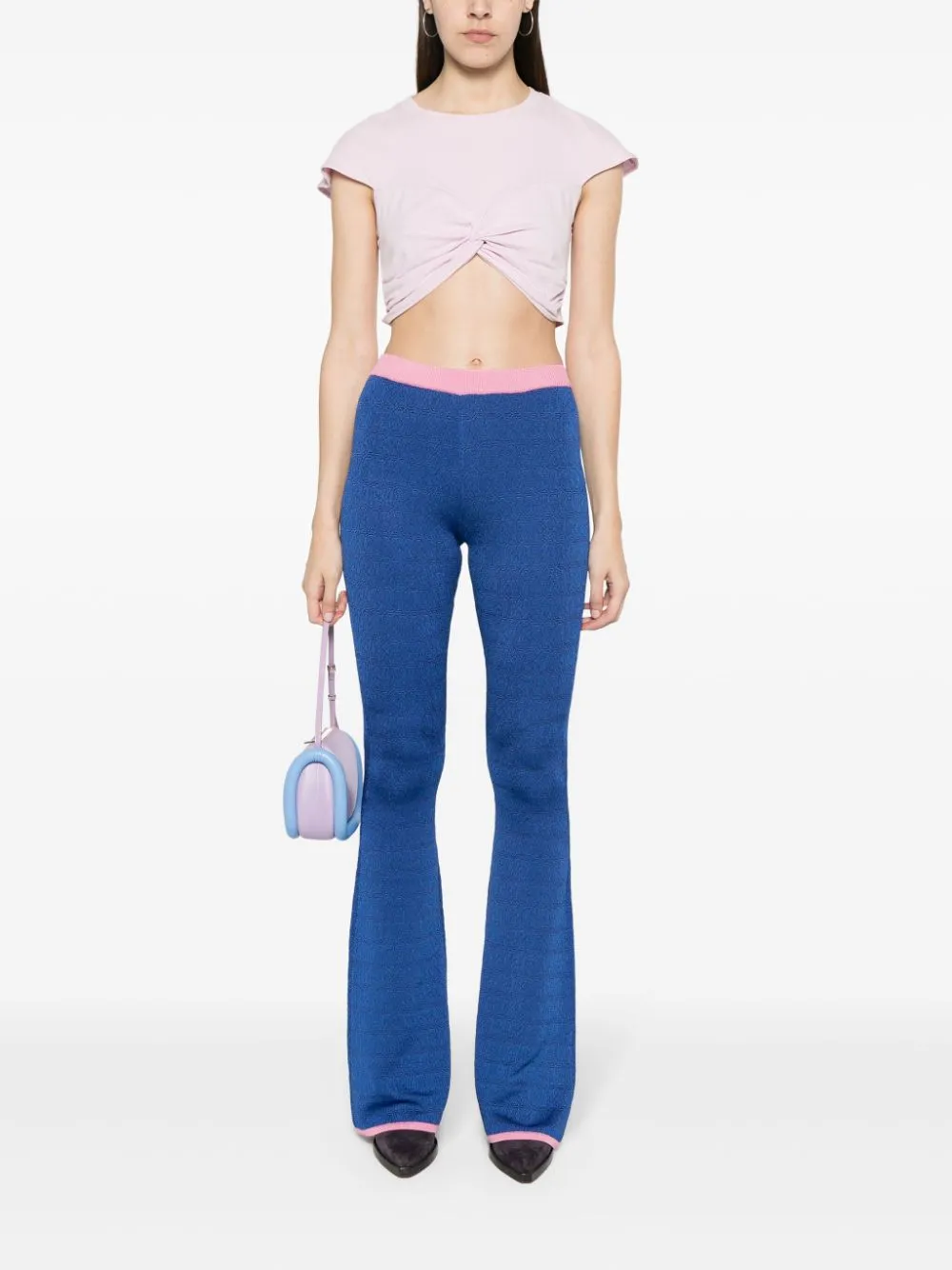 BALLY Blue and Pink Flared Knit Trousers for Women