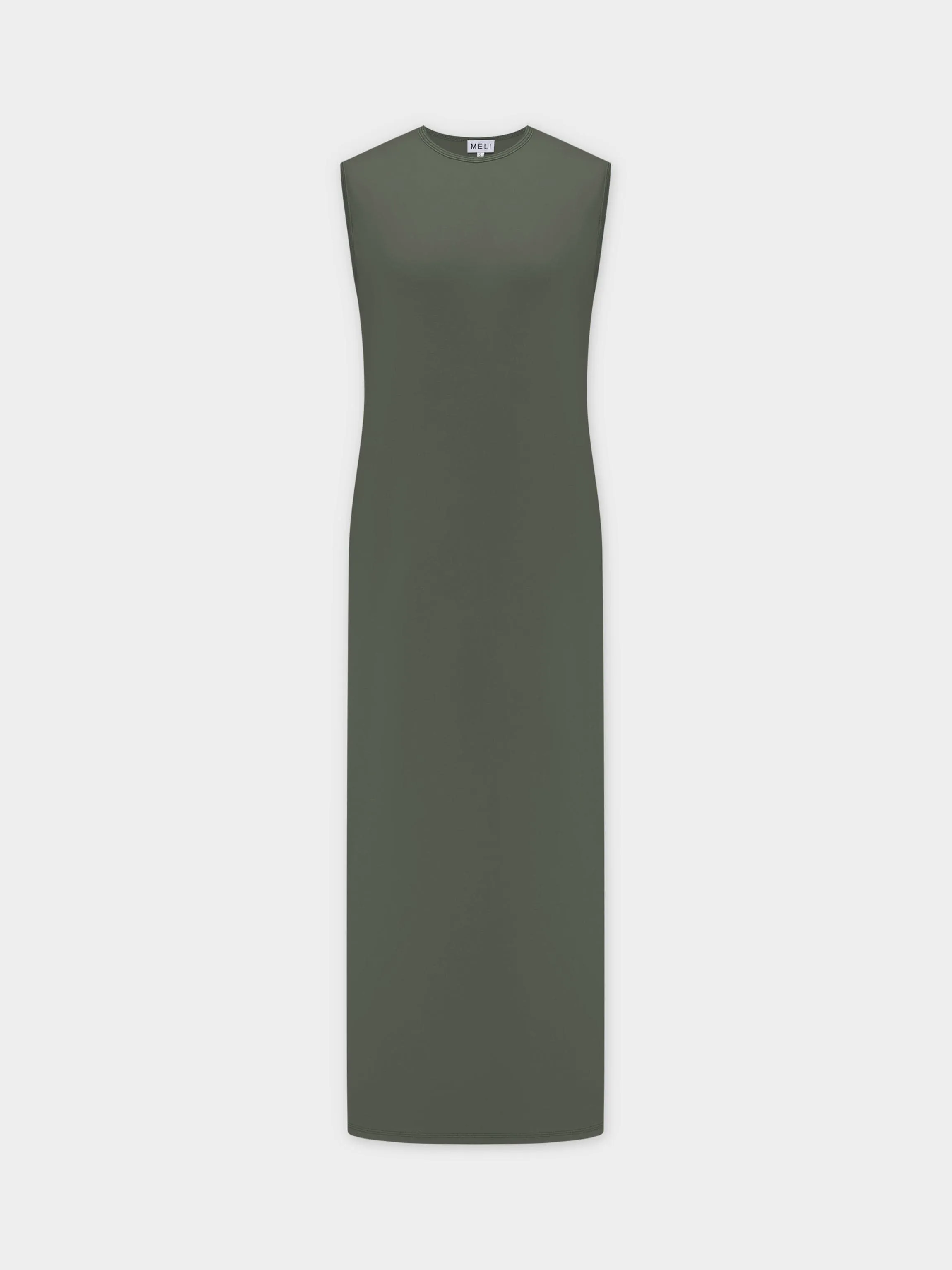 Basic T-Shirt Slip Dress-Olive