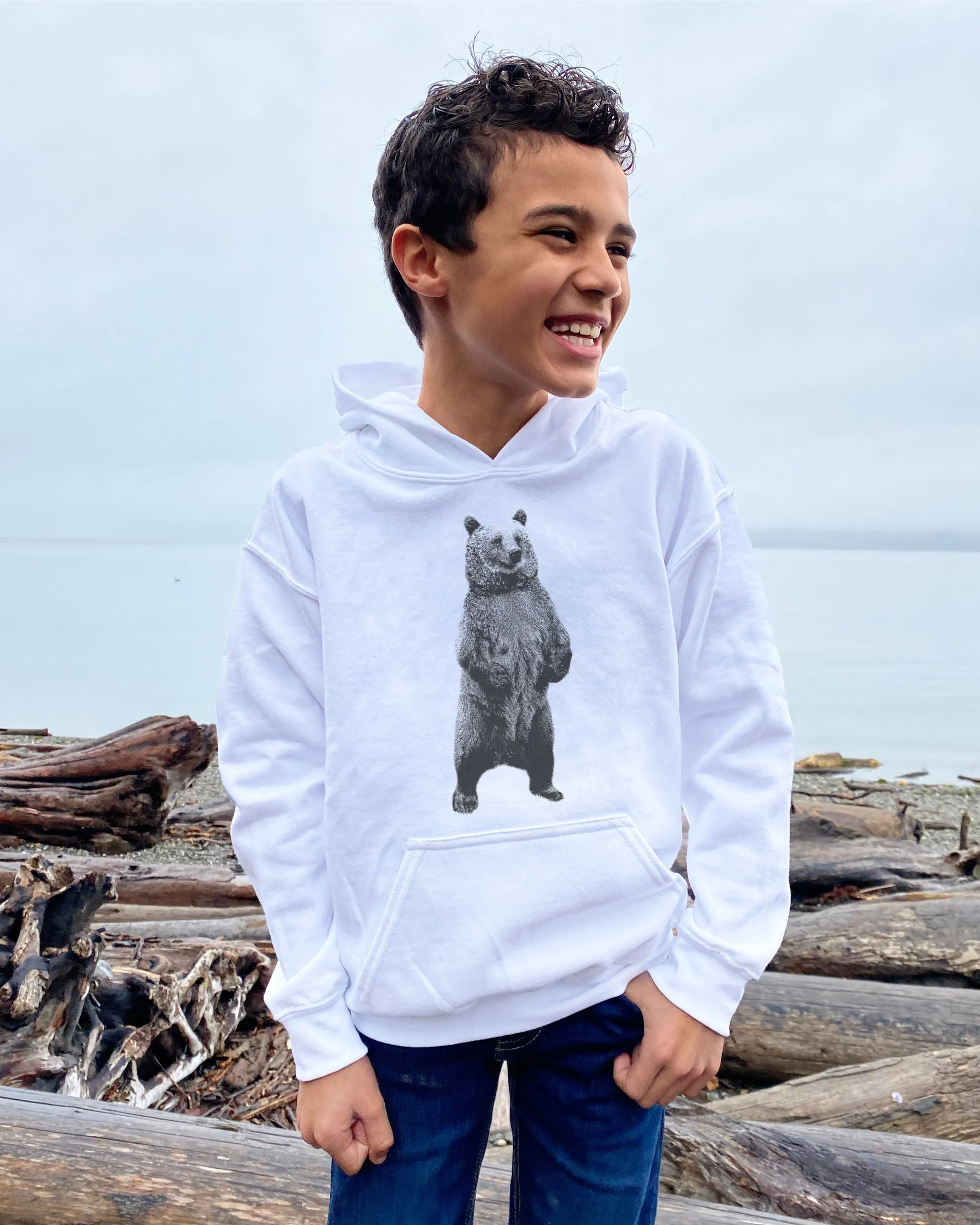 Bear Standing Tall Kids Hoodies