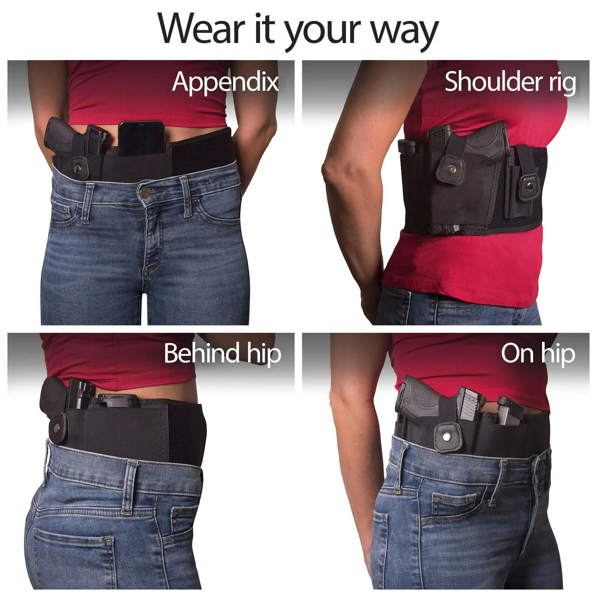 Belly Band Holster Concealed Carry Gun Wrap Holster Elastic Waist