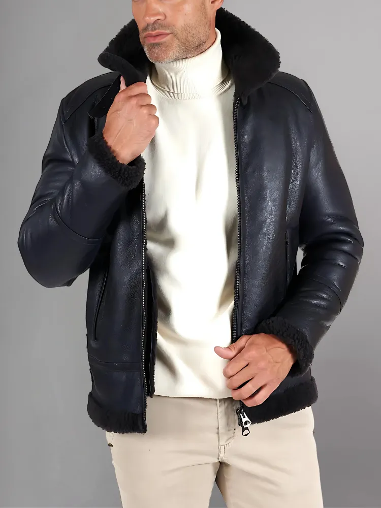 Best Leather Shearling Jacket Black