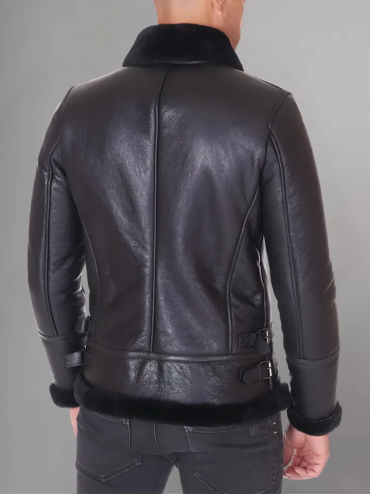 Best Leather Shearling Jacket Black