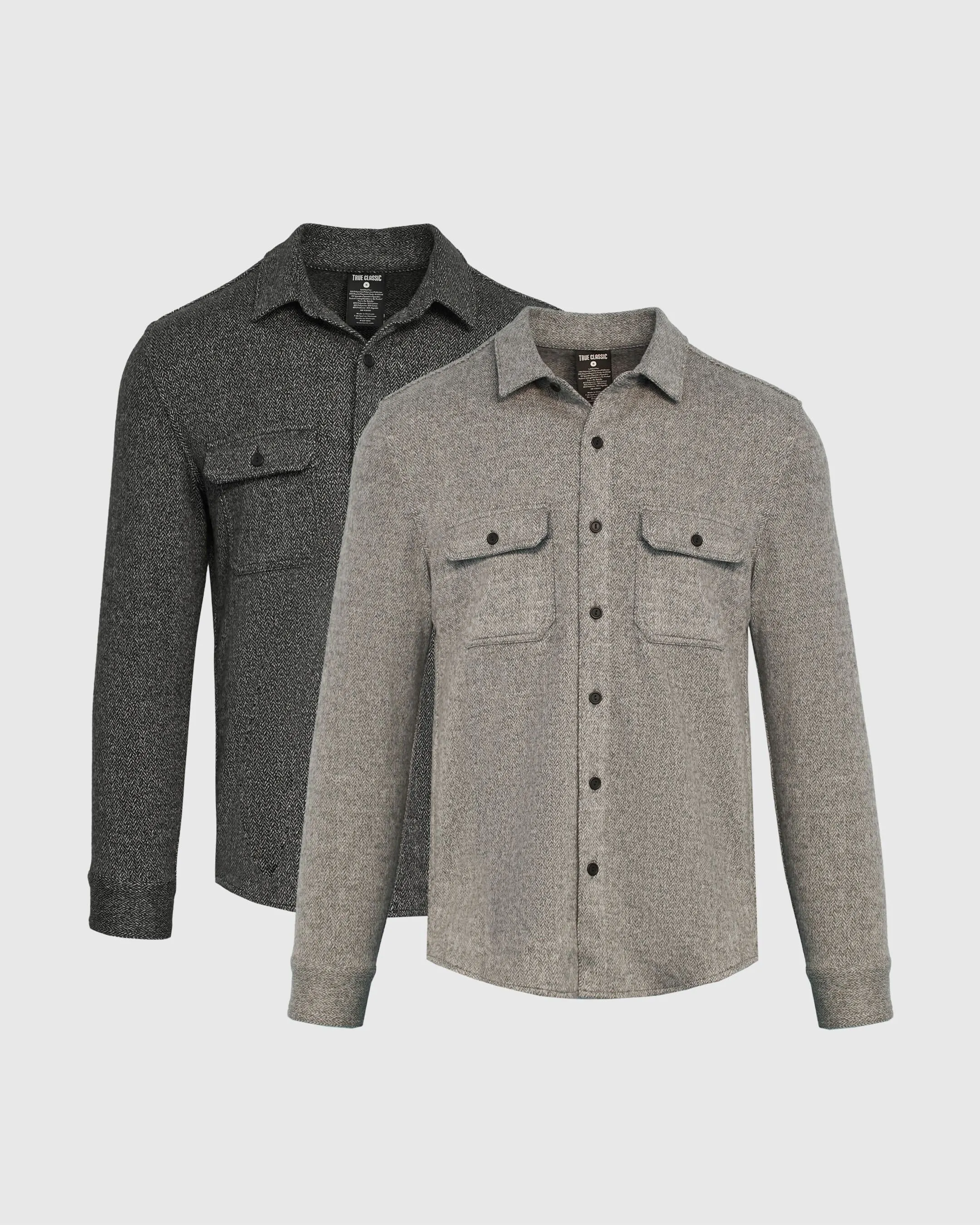 Black & Light Gray Sweater Shirt Jacket 2-Pack