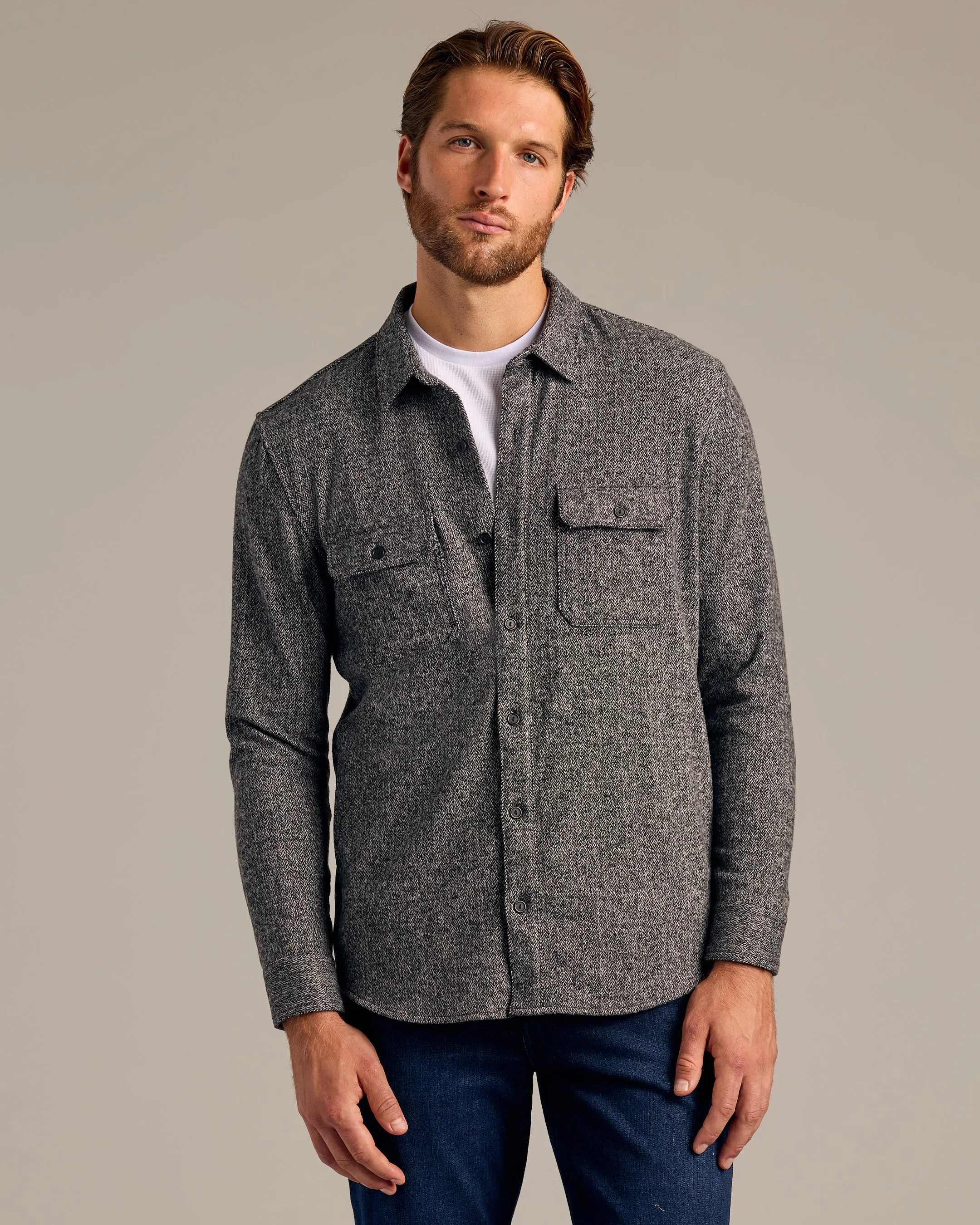 Black & Light Gray Sweater Shirt Jacket 2-Pack