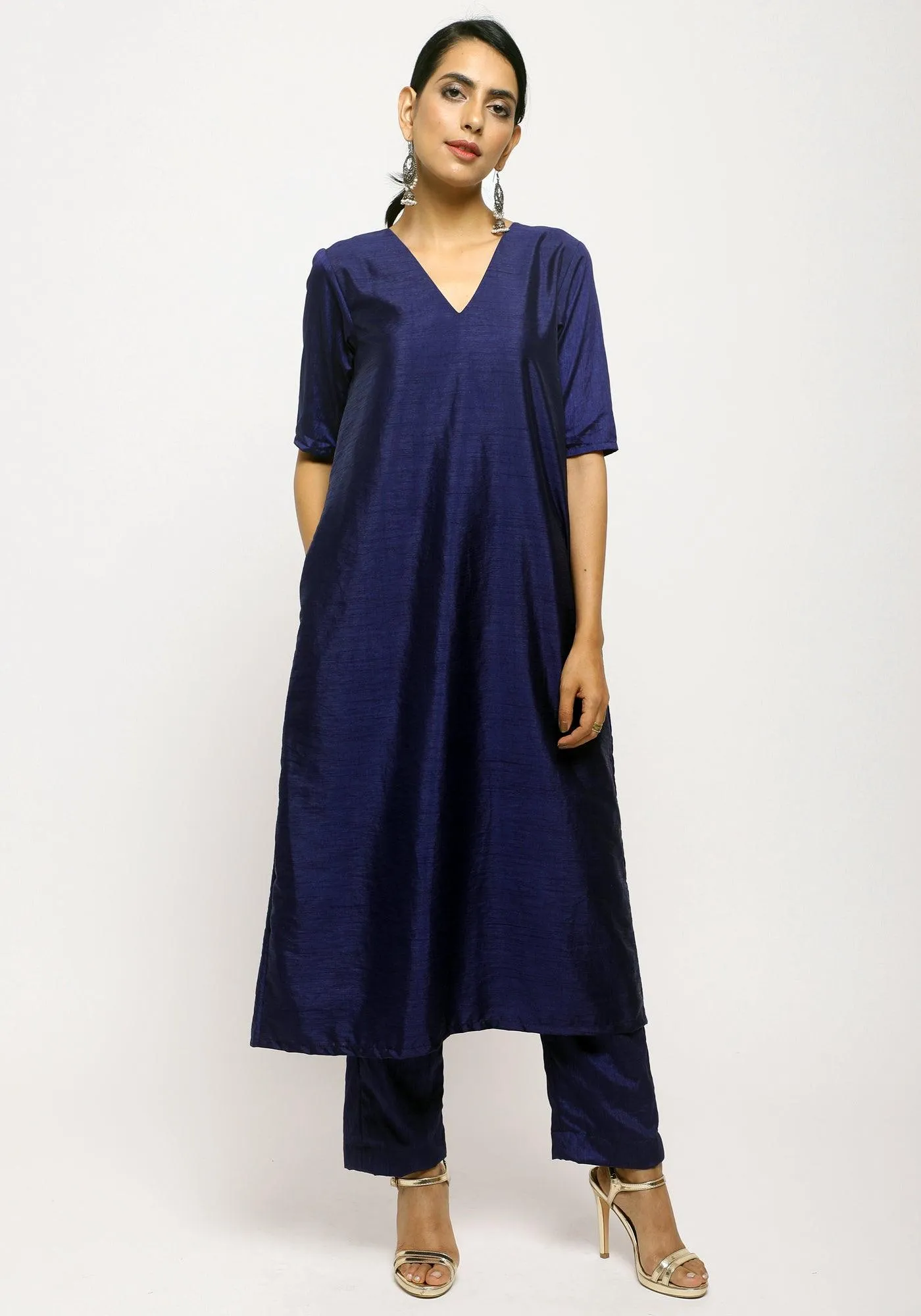 Black Blue Jacket Kurta Set