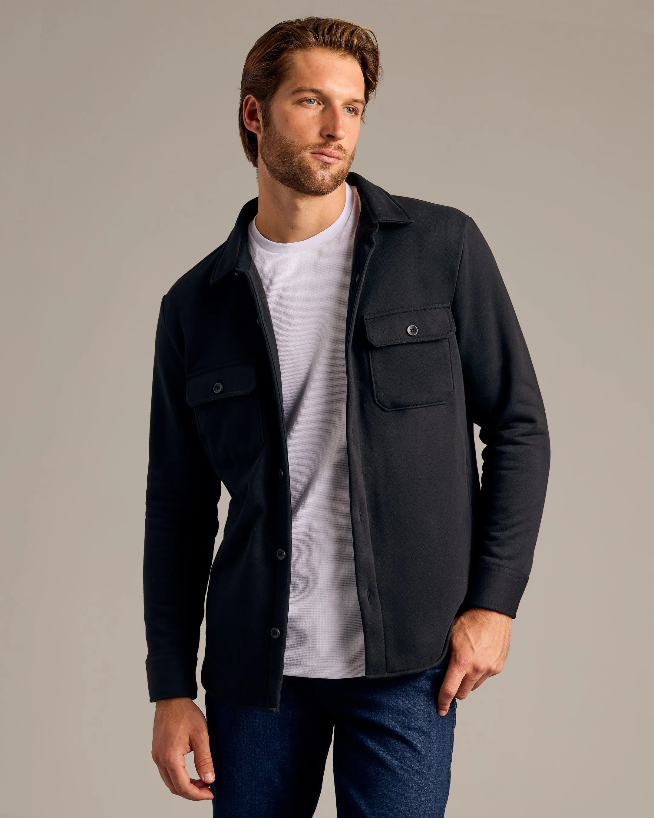 Black, Dark Olive & Navy Fleece Shirt Jacket 3-Pack