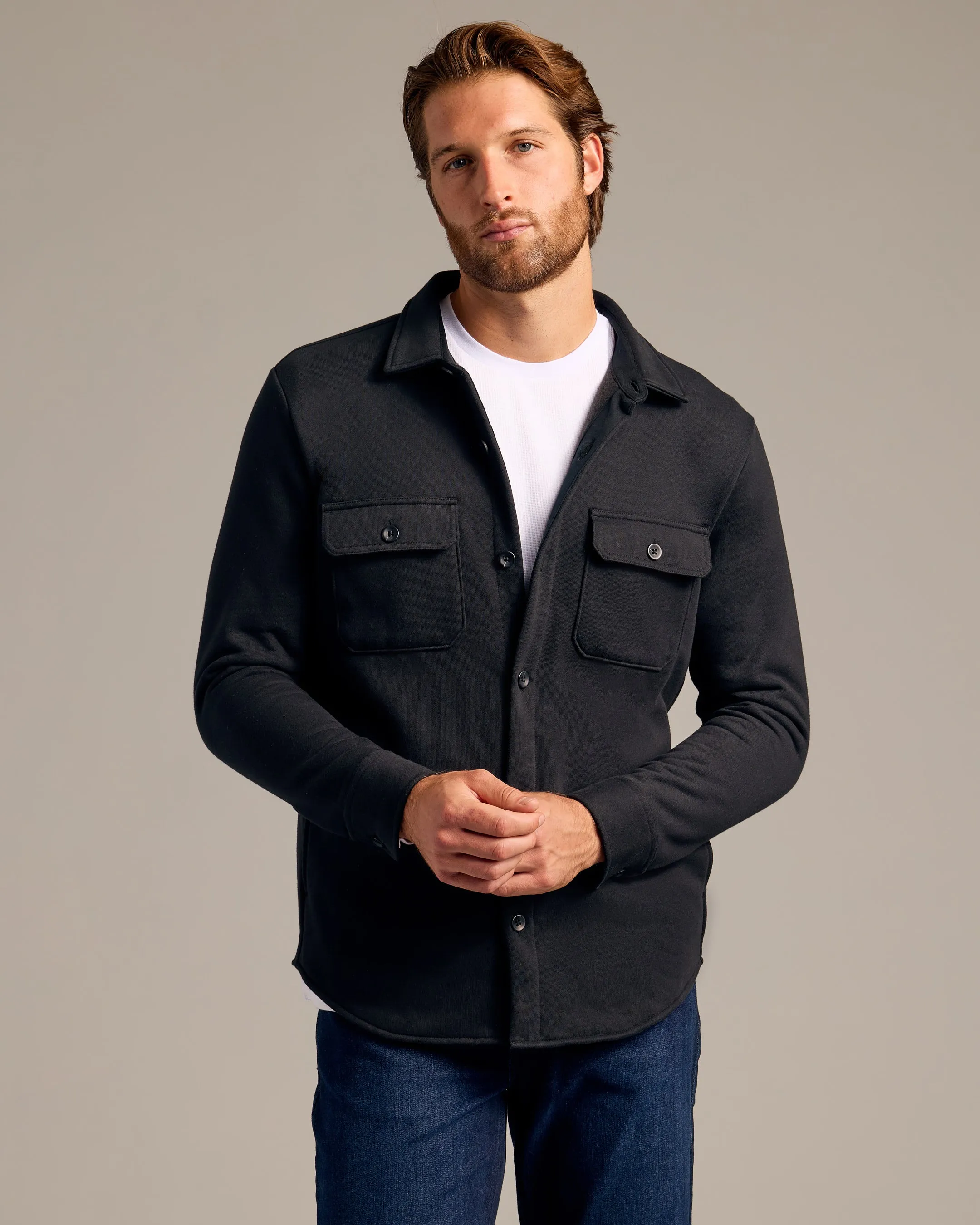 Black Fleece Shirt Jacket