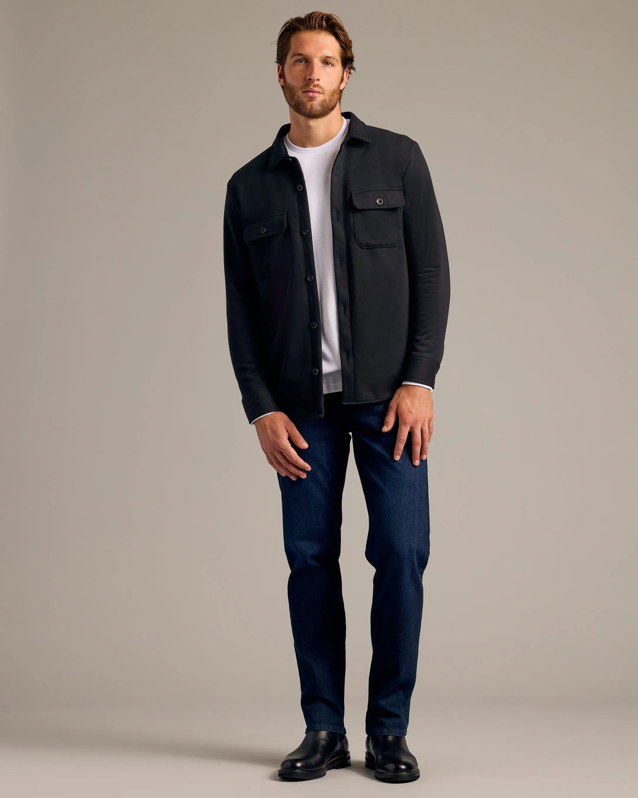 Black Fleece Shirt Jacket