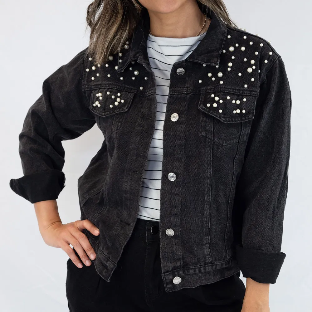 (Black Pearl) Pearl Till Death Patch Bridal Jackets