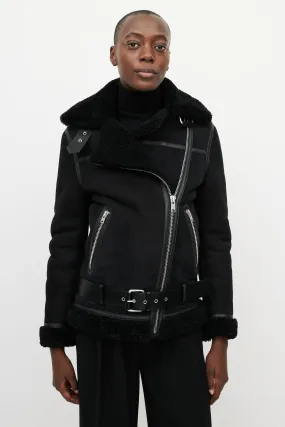 Black Shearling Rei Biker Jacket