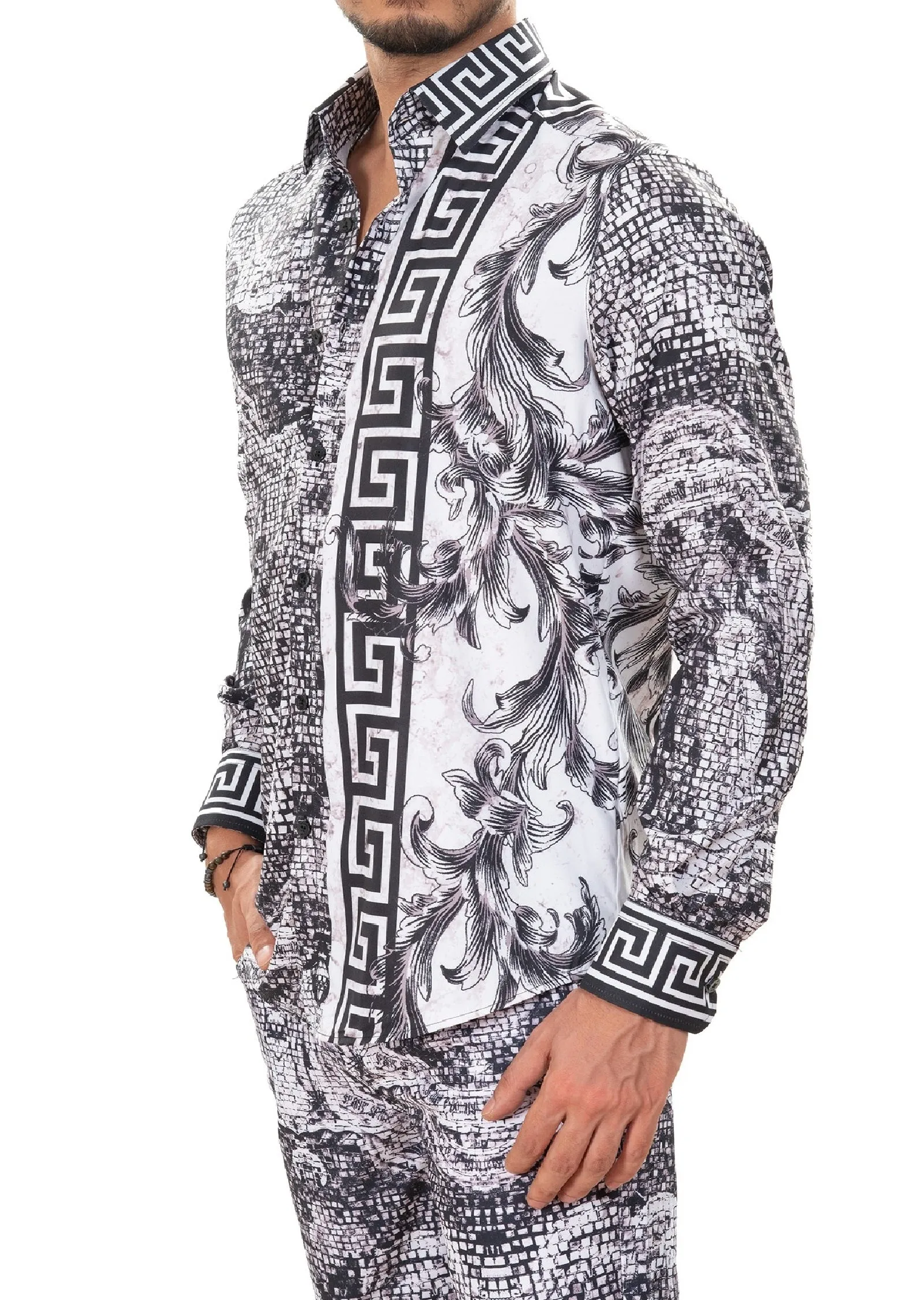 Black White Mosaic Border Shirt