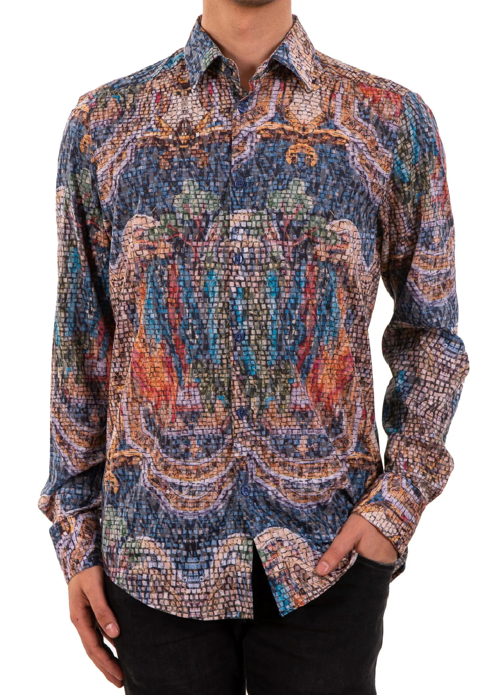 Blue Brown Mosaic Devoré Shirt