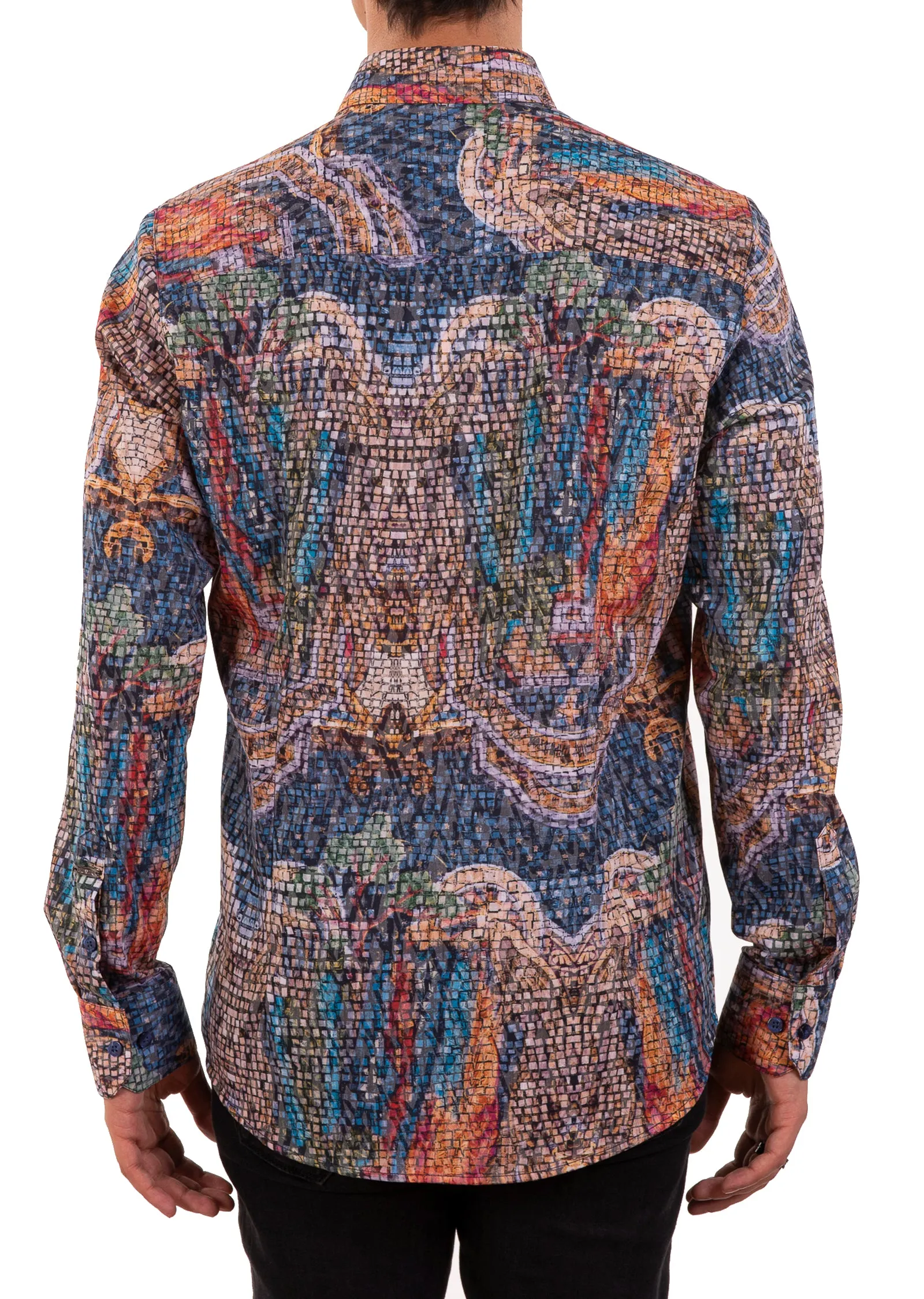 Blue Brown Mosaic Devoré Shirt