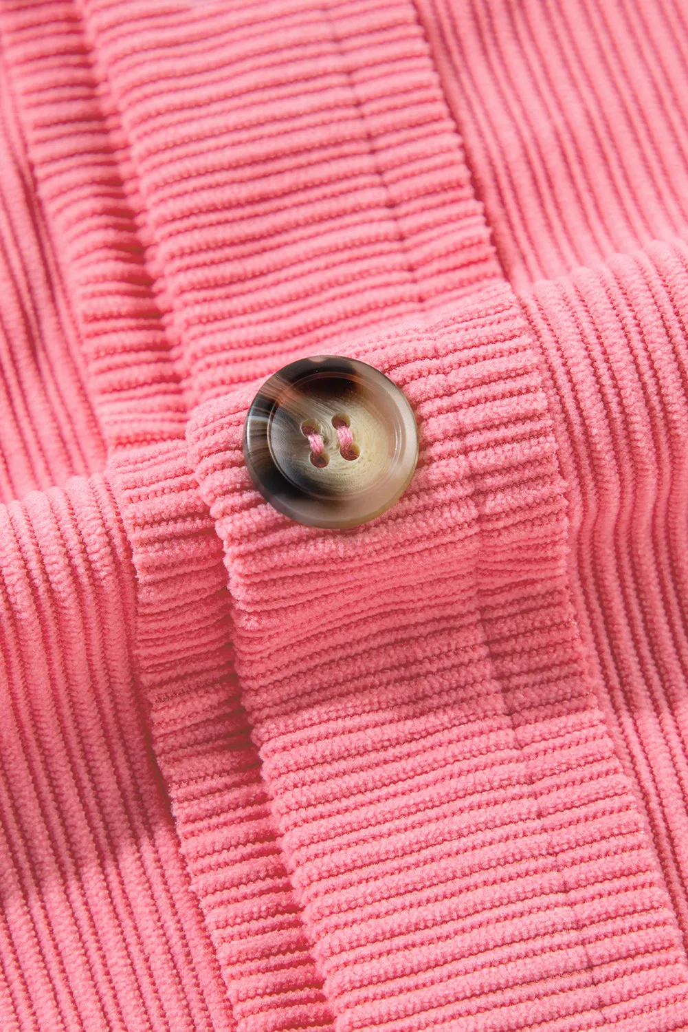 Bonbon Corduroy Flap Detail Button Up Split Shacket