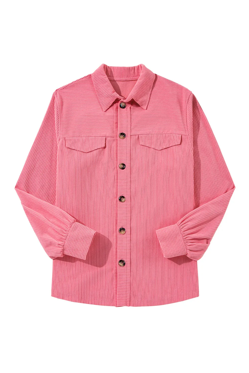 Bonbon Corduroy Flap Detail Button Up Split Shacket