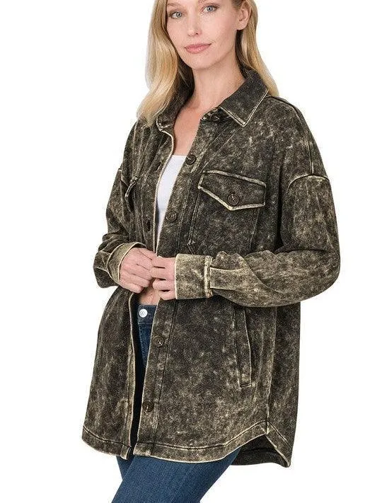 Bring-it-on Acid Wash Shacket