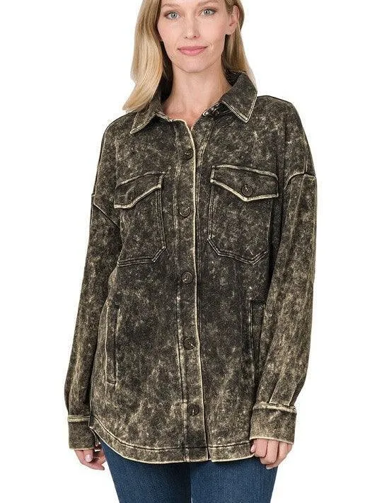 Bring-it-on Acid Wash Shacket