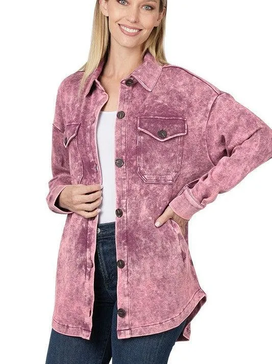 Bring-it-on Acid Wash Shacket