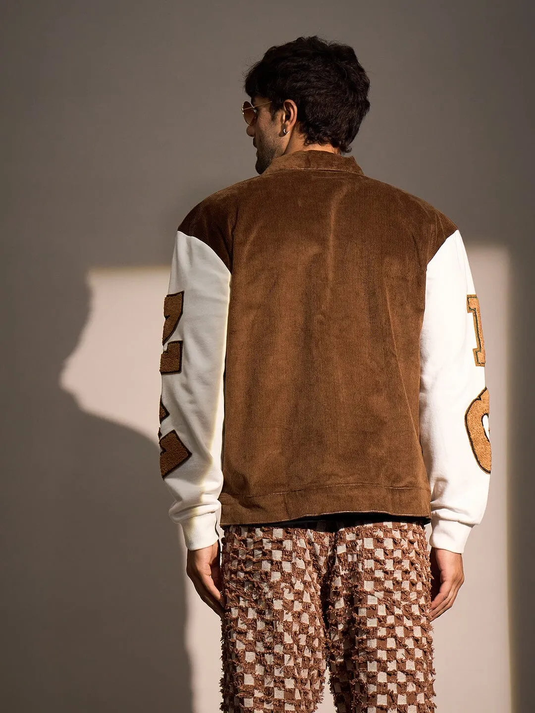 Brown Corduroy Letterman Jacket