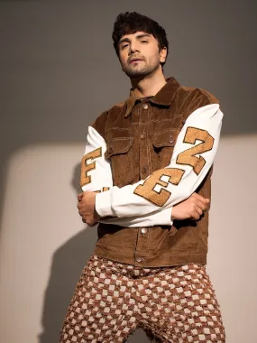 Brown Corduroy Letterman Jacket