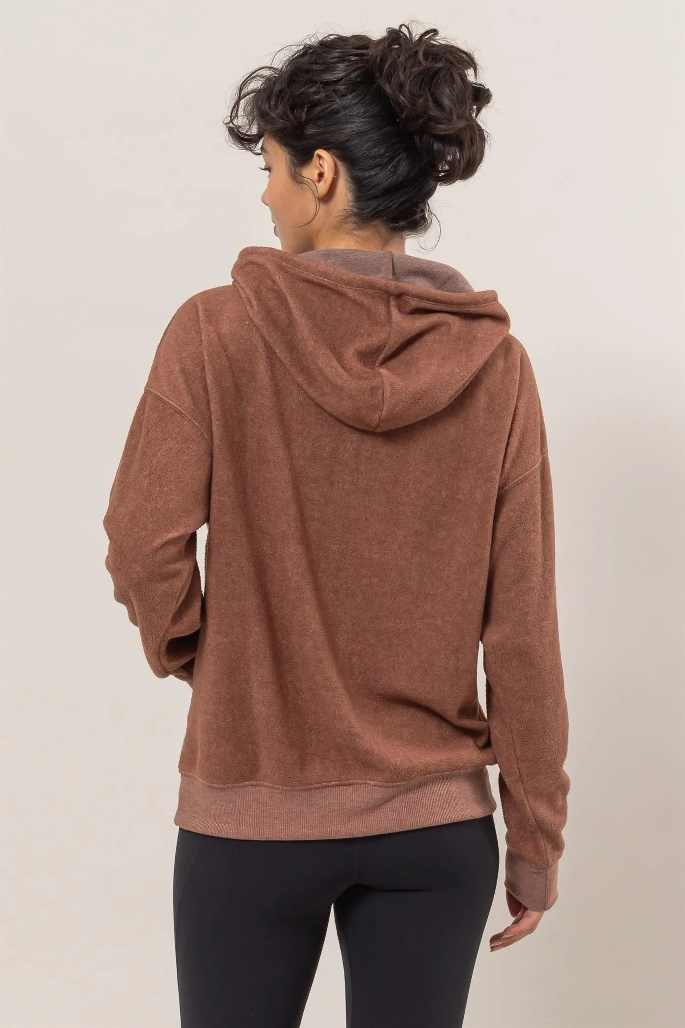 Brushed Long Sleeve Hoodie with Kangaroo Pocket