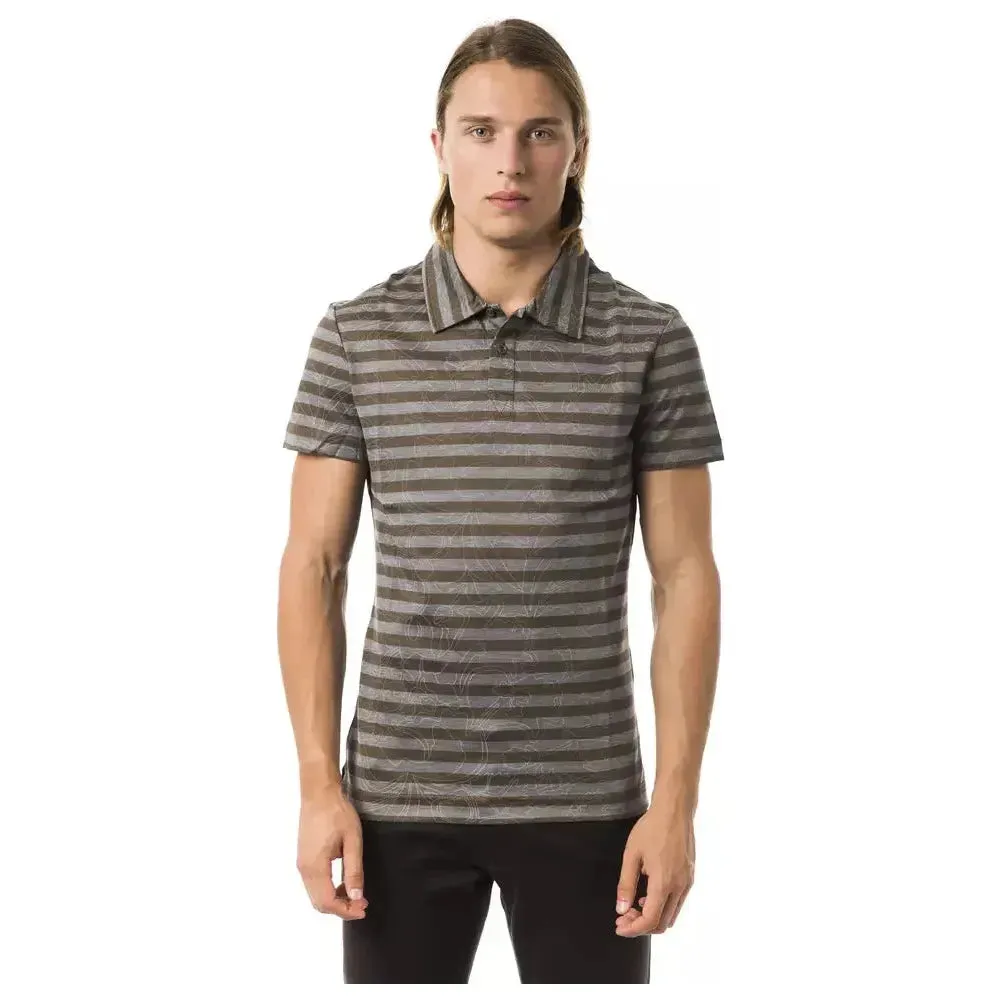 BYBLOS Gray Cotton Men Polo Shirt